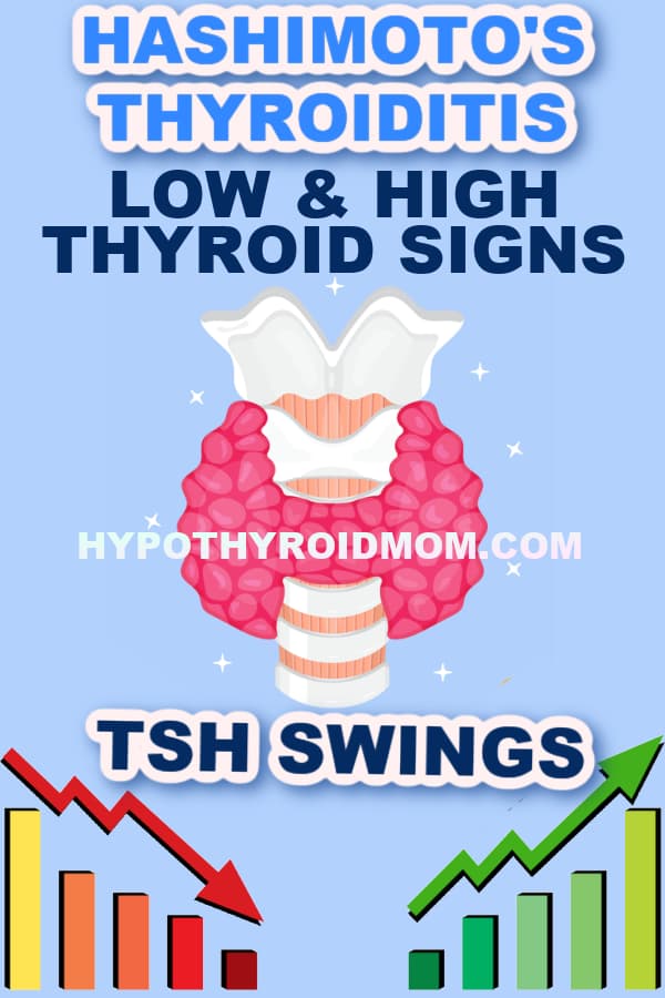 Hashimoto's Thyroiditis TSH up and down with low thyroid hypothyroid and high thyroid hyperthyroid signs